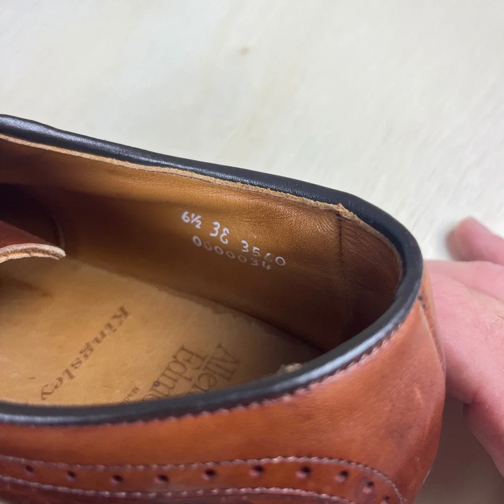 Allen Edmonds Kingsley Brown Leather Split Toe Brogue Derby Shoes Mens 6.5 3E